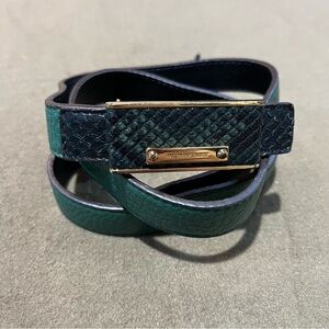 Burberry Green and Black Snake Leather Belt Womens 34